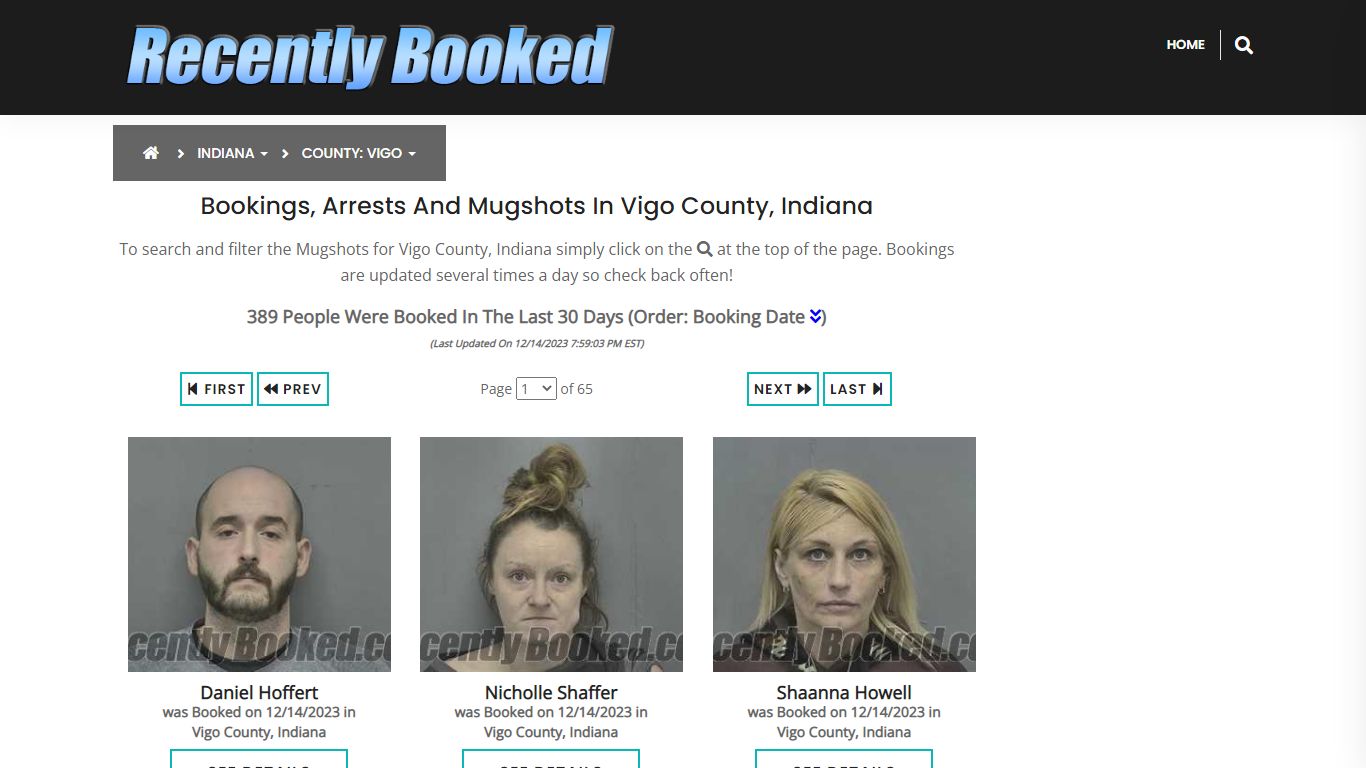 Recent bookings, Arrests, Mugshots in Vigo County, Indiana