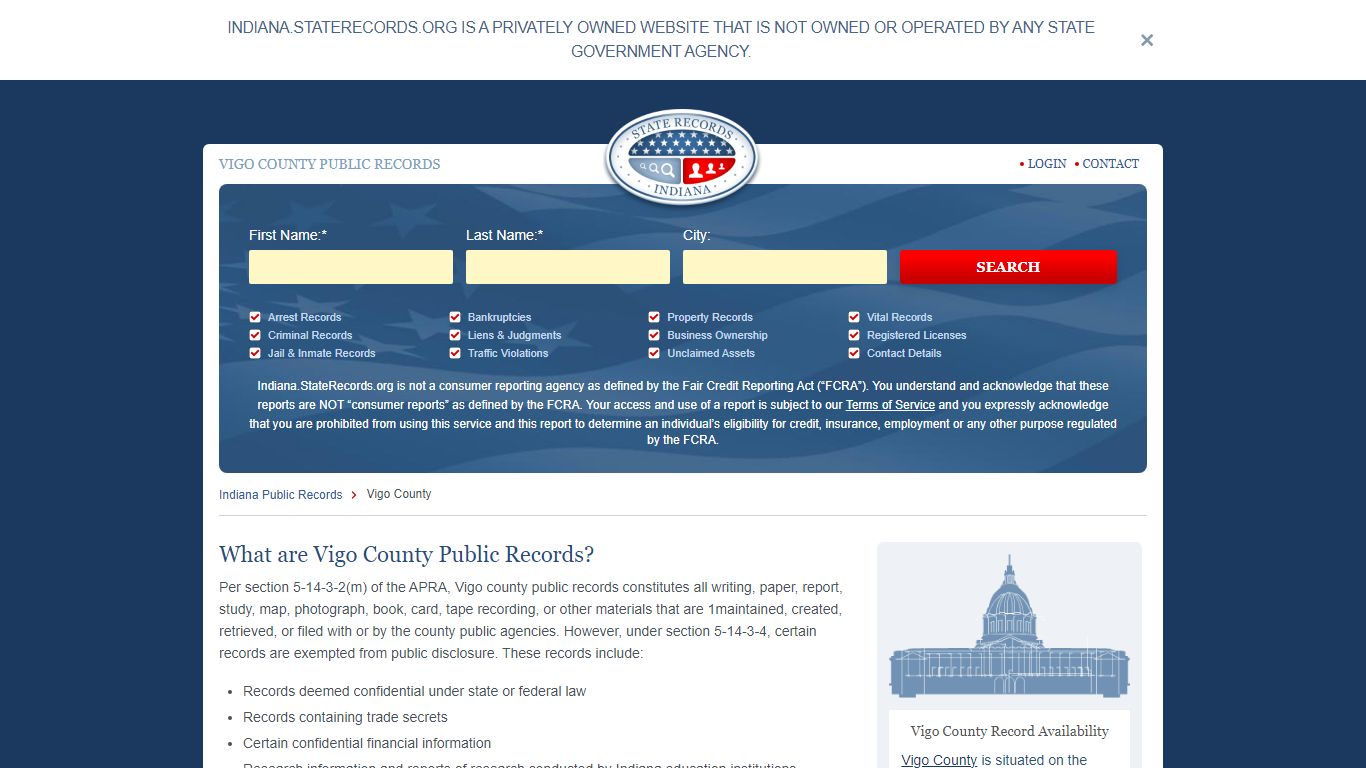 Vigo County Arrest, Court, and Public Records | StateRecords.org